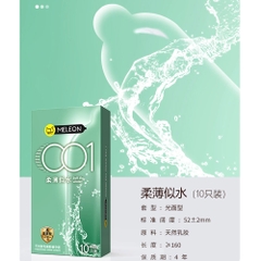 Bao cao su Meleon 001 Soft As Water siêu mỏng nhiều gel hộp 10 cái