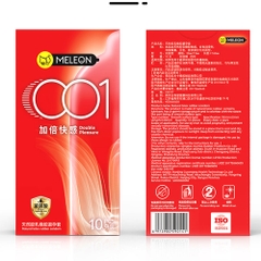 Bao cao su Meleon 001 Double Pleasure siêu mỏng nhiều gel hộp 10 cái