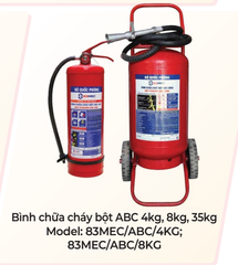 Bình chữa cháy bột ABC 4kg, 8kg, 35kg 83MEC