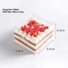 Hộp Nhựa 9560 Đựng Bánh Douyin, Bánh Lạnh, Mousse, Tiramisu, Cookie