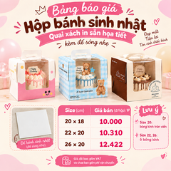 Hộp đựng bánh sinh nhật quai xách in sẵn