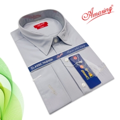 Áo sơ mi nam Amazing tay dài, vải sợi tre, màu trơn, dáng xuông, tà bầu, size tới 110kg