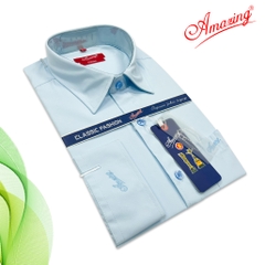 Áo sơ mi nam Amazing tay dài, vải sợi tre, màu trơn, dáng xuông, tà bầu, size tới 110kg