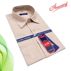 Áo sơ mi nam Amazing tay dài, vải sợi tre, màu trơn, dáng xuông, tà bầu, size tới 110kg