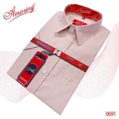 Áo sơ mi nam trung niên Amazing, dáng xuông, phong cách văn phòng lịch lãm, màu sắc trang nhã, tay ngắn, lai cua