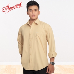 Áo sơ mi nam Amazing tay dài vạt bầu, form truyền thống, vải KT sợi tre, size đại tới 110kg, nhiều màu