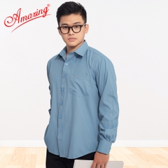Áo sơ mi nam Amazing tay dài, vải sợi tre, màu trơn, dáng xuông, tà bầu, size tới 110kg