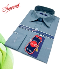 Áo sơ mi nam Amazing tay dài, vải sợi tre, màu trơn, dáng xuông, tà bầu, size tới 110kg