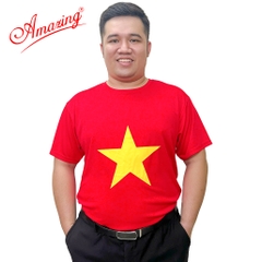 Áo cờ đỏ sao vàng Amazing cho nam và nữ , chất thun lạnh, cổ tròn, nền đỏ in sao vàng, size từ 10 đến 100kg