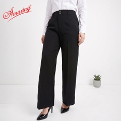Quần âu nữ ống rộng, màu đen Amazing, dáng suông, vải tuyết mưa cao cấp, mềm, dày, không nhăn, đồng phục học sinh, công sở