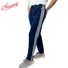 Quần thun thể dục 3 sọc trắng form body Amazing, màu đen và xanh đen , vải thun co giãn 4 chiều, unisex