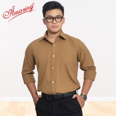 Áo sơ mi nam Amazing tay dài vạt bầu, form truyền thống, vải KT sợi tre, size đại tới 110kg, nhiều màu