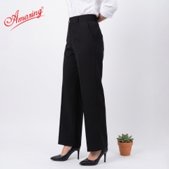Quần âu nữ ống rộng, màu đen Amazing, dáng suông, vải tuyết mưa cao cấp, mềm, dày, không nhăn, đồng phục học sinh, công sở