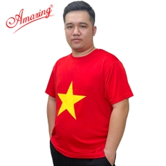 Áo cờ đỏ sao vàng Amazing cho nam và nữ , chất thun lạnh, cổ tròn, nền đỏ in sao vàng, size từ 10 đến 100kg