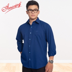 Áo sơ mi nam tay dài có túi Amazing, form truyền thống, vải sợi tre, size đại tới 110kg, nhiều màu