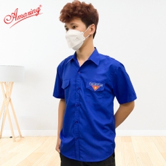 Áo sơ mi đoàn viên Việt Nam cho nam Amazing, tay dài và tay ngắn, thêu cờ đỏ sao vàng, 2 túi có nắp và cầu vai
