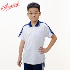 Áo thể dục 3 sọc vai, cổ trụ có 1 túi, cho bé đi học các cấp, big size đến 100kg, hiệu Amazing