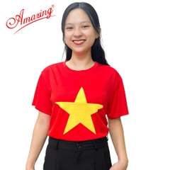 Áo cờ đỏ sao vàng Amazing cho nam và nữ , chất thun lạnh, cổ tròn, nền đỏ in sao vàng, size từ 10 đến 100kg