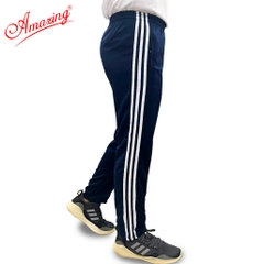Quần thun thể dục 3 sọc trắng form body Amazing, màu đen và xanh đen , vải thun co giãn 4 chiều, unisex