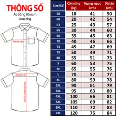 Áo trắng học sinh nam Amazing tay dài và tay ngắn, dáng suông, tà bầu, đồng phục học sinh, công sở, size từ 20-100kg