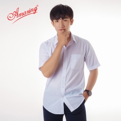 Áo somi trắng nam tay ngắn, thời trang công sở cao cấp, form rộng dáng suông, bigsize
