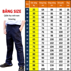 Quần tây đi học cho bé trai, form suông, ống đứng, size từ 25-90 kg, đồng phục học sinh