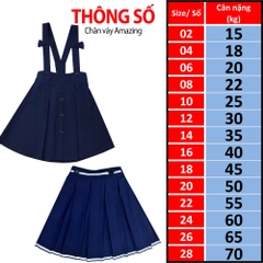 Quần váy đắp Amazing cho bé gái đi học, chân váy rời học sinh màu xanh với quần bên trong, đồng phục đi học