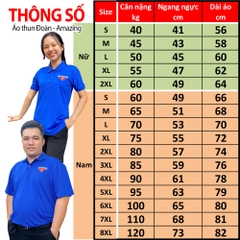 Áo thun thêu cờ đỏ sao vàng, dành cho đoàn viên thanh niên Việt Nam, bigsize tới 100kg, vải thun polo không nhăn, hiệu Amazing