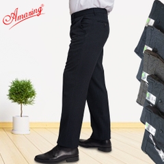 Quần tây nam Amazing màu xám đậm, vải Tetron dày mền, ít nhăn, ống đứng, không ly