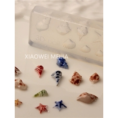 Khuôn vỏ sò vỏ ốc silicon-khuôn làm charm nail-khuôn cá đuối,cá ngựa,san hô
