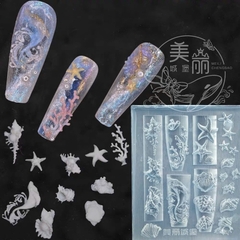 Khuôn vỏ sò vỏ ốc silicon-khuôn làm charm nail-khuôn cá đuối,cá ngựa,san hô