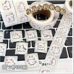 Cuộn Sticker Chó Trắng