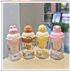 Bình Nước Thuỷ Tinh Nắp Thú 400ml