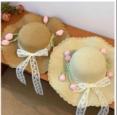 Mũ Cối Đính Hoa Tulip Nơ Ren