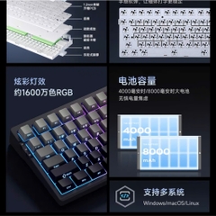 Bàn Phím Cơ Không Dây MCHOSE G75 3 Chế Độ, Mạch Xuôi, Led RGB, Full Foam, Gasket Mount