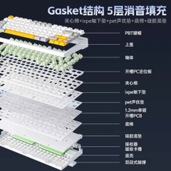 Bàn Phím Cơ Không Dây MCHOSE G75 3 Chế Độ, Mạch Xuôi, Led RGB, Full Foam, Gasket Mount