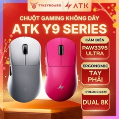 Chuột Gaming Không Dây Ergonomic ATK Y9 Dula 8K Polling Rate Paw 3950 Form Tay Phải