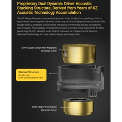 Tai Nghe Nhét Tai In Ear KZ Merga Có mic đàm thoại, màng loa Dynamic 8mm + Dynamic 10mm xử lý âm tốt