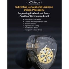 Tai Nghe Nhét Tai In Ear KZ Merga Có mic đàm thoại, màng loa Dynamic 8mm + Dynamic 10mm xử lý âm tốt