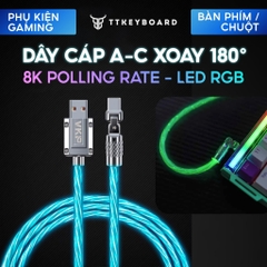 Dây Cáp Xoay 180 Độ 8K Polling Rate (USB A-C) Đa Năng Led RGB Trong Suốt Cho Thiết Bị Gear