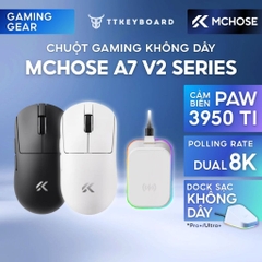 Chuột Gaming Không Dây Mchose A7 V2 Series Cảm Biến PAW 3950TI Dual 8K Polling Rate