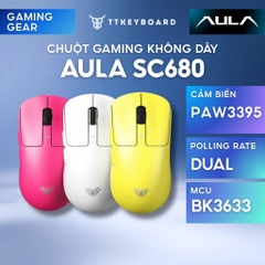 Chuột Gaming Không Dây Aula SC680, 3 Mode Kết Nối, Dual 8K Polling rate, PAW3395, Hiệu Năng Esport
