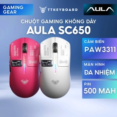 Chuột Gaming Không Dâu Aula SC650, 3 Mode Kết Nối, Màn Hình Đa Nhiệm, Paw 3311, Polling Rate 1000Hz