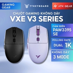 Chuột ATK VXE V3 Gaming Không Dây 3 Mode Paw3395SE Dual 1K Shape G304 Lớp Phủ Ecoat