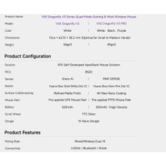 Chuột ATK VXE V3 Gaming Không Dây 3 Mode Paw3395SE Dual 1K Shape G304 Lớp Phủ Ecoat