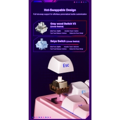 Bàn Phím Cơ Không Dây Aula S75 Pro - Có Màn Led Tùy Chỉnh - Led RGB Xuôi - 3 Mode Kết Nối Tiện Lợi