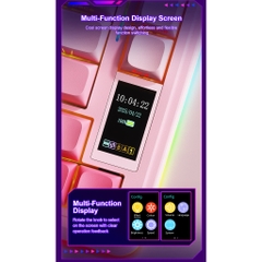 Bàn Phím Cơ Không Dây Aula S75 Pro - Có Màn Led Tùy Chỉnh - Led RGB Xuôi - 3 Mode Kết Nối Tiện Lợi