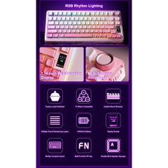 Bàn Phím Cơ Không Dây Aula S75 Pro - Có Màn Led Tùy Chỉnh - Led RGB Xuôi - 3 Mode Kết Nối Tiện Lợi