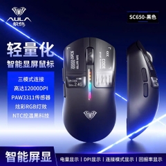 Chuột Gaming Không Dâu Aula SC650, 3 Mode Kết Nối, Màn Hình Đa Nhiệm, Paw 3311, Polling Rate 1000Hz