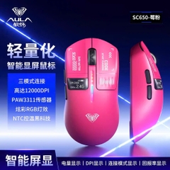 Chuột Gaming Không Dâu Aula SC650, 3 Mode Kết Nối, Màn Hình Đa Nhiệm, Paw 3311, Polling Rate 1000Hz